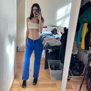 Versace Jeans Collection Vibrant Blue Straight Leg Jeans